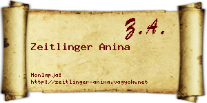 Zeitlinger Anina névjegykártya